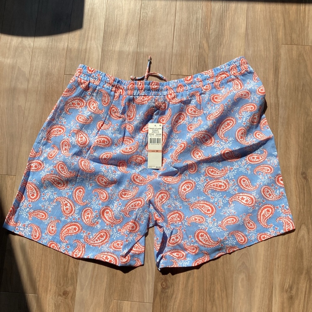 Hearts of Palm short paisley floral print pull on short cotton casual boho 2X - Picture 12 of 14